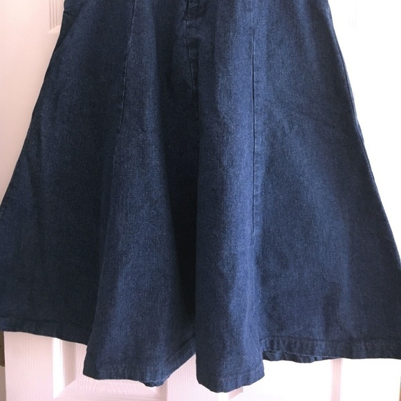 𝅺vintage Boho Hippie Denim Long Circle Skirt 2/4 - Picture 2 of 9